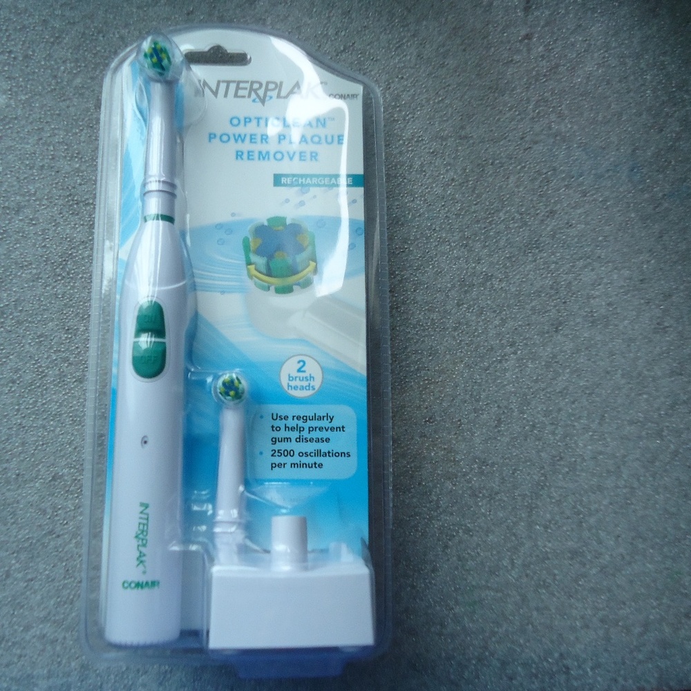 NEW Interplak Opticlean Power Plaque Remover Rechargeable Toothbrush